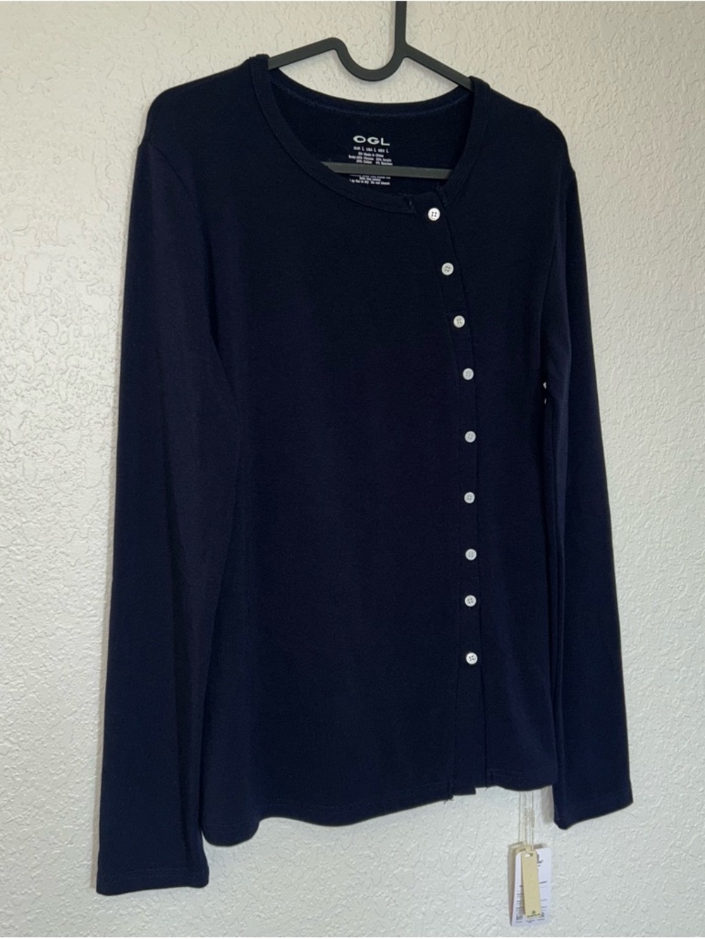 OGL Navy Blue Long Sleeve Button-Accent Tee